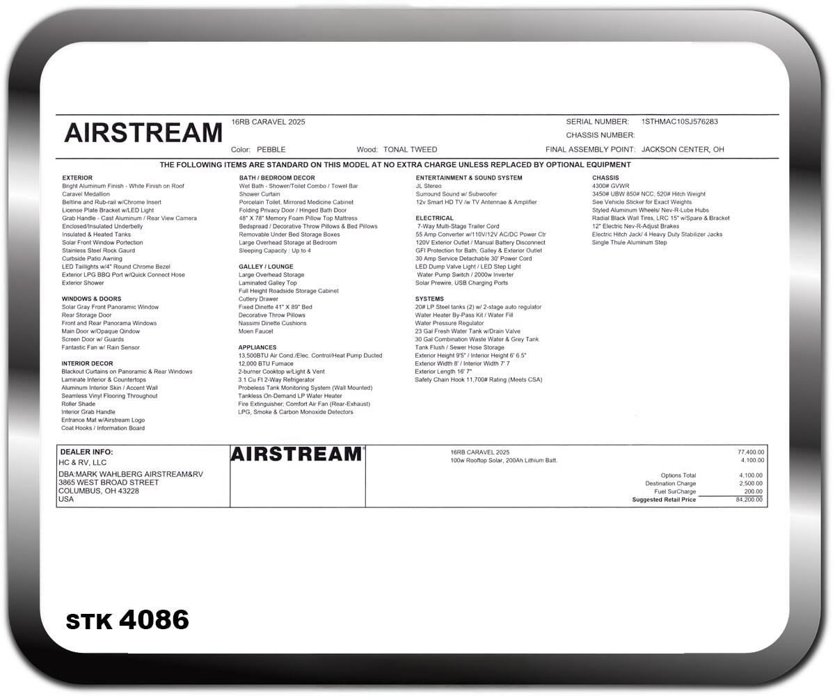 2025 Airstream Caravel 16rb