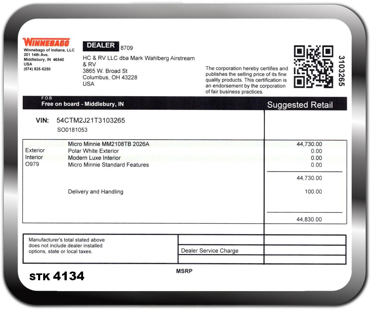 2026 Winnebago Micro Minnie 2108tb